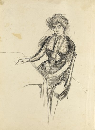 Frau, die an einem Tisch sitzt, ca. 1900 von Albert de Belleroche